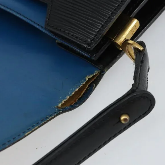 Authentic LOUIS VUITTON Epi Osh Shoulder Bag Black Blue M52445 LV - Picture 15 of 16